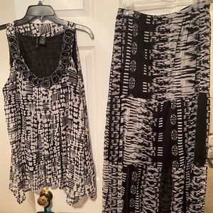 Black & White Set Blouse & Skirt with lining